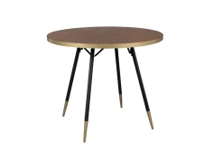 Retro Esstisch Denise Rund Messing Brass Walnussfarben Ø 90 cm