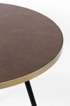 Retro Esstisch Denise Rund Messing Brass Walnussfarben Ø 90 cm