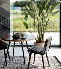 Retro Esstisch Denise Rund Messing Brass Walnussfarben Ø 90 cm