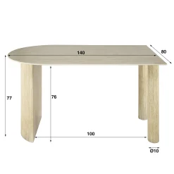 Retro Esstisch Half Arch 140 Travertin Keramik