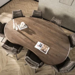 Retro Esstisch Konferenztisch Massivholz Sculpture Akazie Nierenform 240 cm