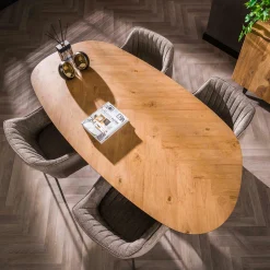 Retro Esstisch Organic Shape Teakholzfurnier Fischgrätmuster 180