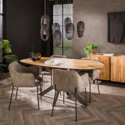 Retro Esstisch Organic Shape Teakholzfurnier Fischgrätmuster 180