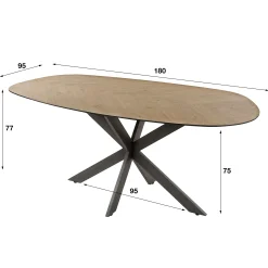 Retro Esstisch Organic Shape Teakholzfurnier Fischgrätmuster 180