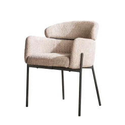 Retro Esszimmerstuhl Armlehnstuhl Bouclé Sand