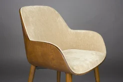 Retro Esszimmerstuhl Armlehnstuhl Taylor Holz Beige