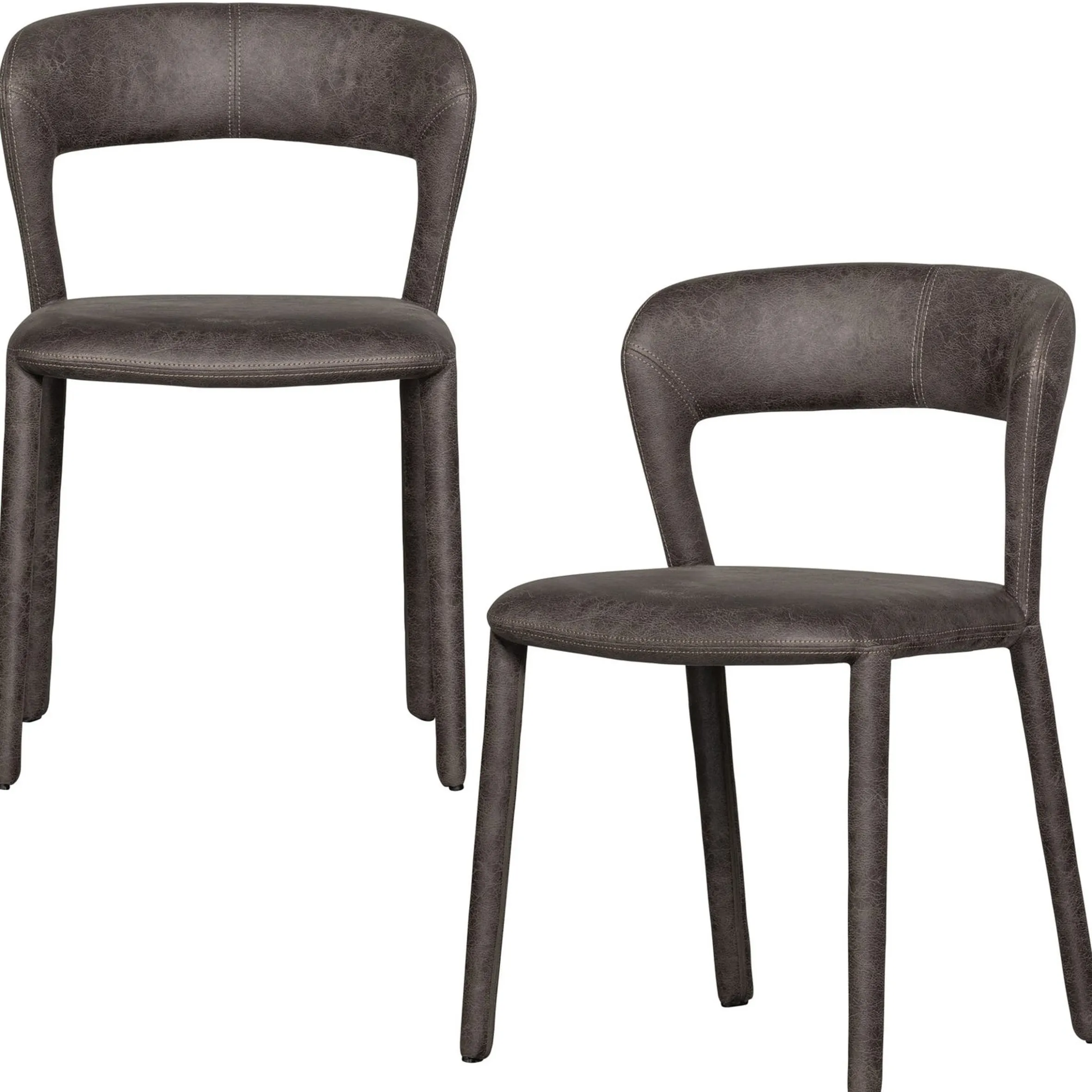 Retro Esszimmerstuhl Lederstuhl Noble Komplettbezug Kunstleder Anthrazit