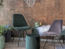 Retro Esszimmerstuhl Oslo Samt Grün