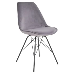 Retro Esszimmerstuhl Oslo Samt Grau