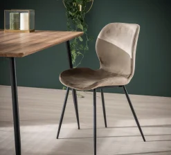 Retro Esszimmerstuhl Velvet Samt Champagner