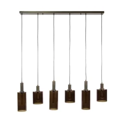 Retro Hängelampe Pendelleuchte Sepiora 6 flammig Glas Bronze
