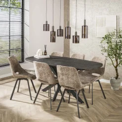 Retro Hängelampe Pendelleuchte Sepiora 6 flammig Glas Bronze