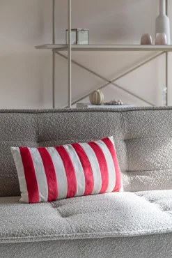 Retro Kissen Stripes in Rot-Weiß 60 cm
