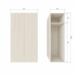 Retro Kleiderschrank Schlafzimmerschrank Rain in Beige mit zwei Böden und einer Kleiderstange
