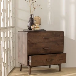 Retro Kommode Liya Mangoholz 3 Schubladen