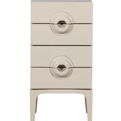 Retro Kommode Nachttisch Merge Beige 4 Schubladen