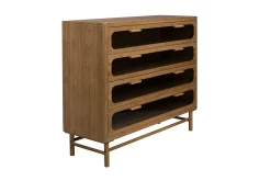 Retro Kommode Sideboard Caroun Bambus Rauchglas