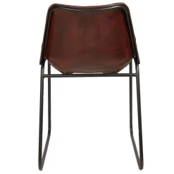 Retro Lederstuhl Esszimmerstuhl Brown Stripes Metall