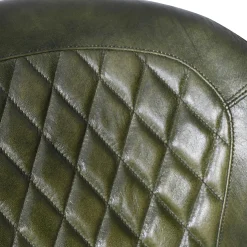 Retro Lederstuhl Esszimmerstuhl Green Rautensteppung Metall