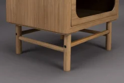 Retro Nachttisch Beistelltisch Caroun Bambus Rauchglas