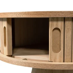 Retro Nachttisch Beistelltisch Karri Pappelholz rund