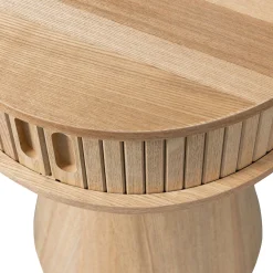 Retro Nachttisch Beistelltisch Karri Pappelholz rund