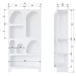 Retro Regal Organic Caz Kabinett Weiß Breit 100 cm