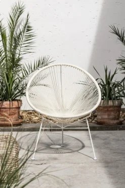 Retro Sessel Acapulcos Bahia Weiß Outdoor Massives Metallgestell