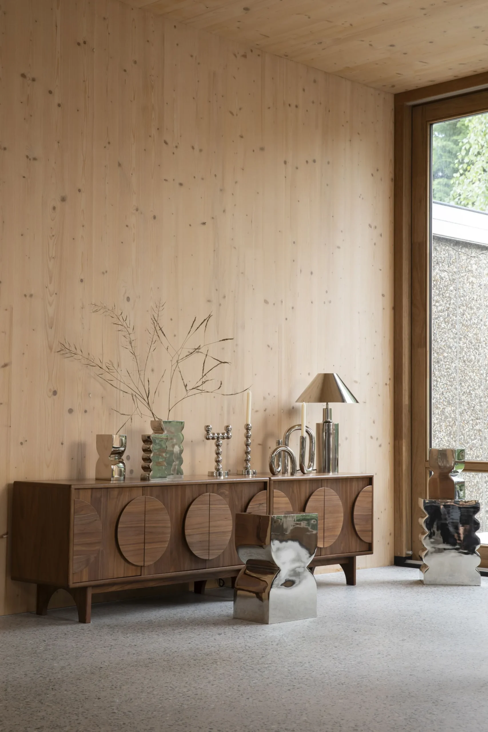 Retro Sideboard Groove Walnuss oder Eiche 2/3türig