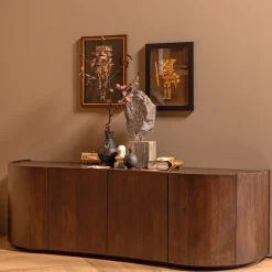 Retro Sideboard TV-Board Sense Mangoholz organisch geformt 4türig