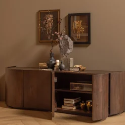Retro Sideboard TV-Board Sense Mangoholz organisch geformt 4türig