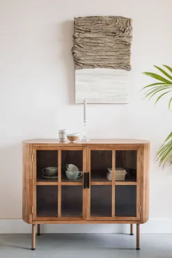 Retro Sideboard Vitrine Yaz Oval mit Sprossenkorpus