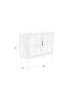 Retro Sideboard Vitrine Yaz Oval mit Sprossenkorpus