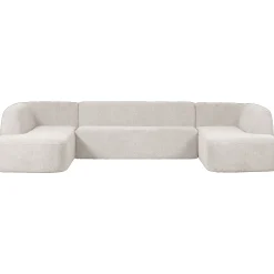 Retro Sofa Couch Sloping U-Form Organic Weiß
