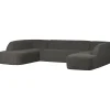 Retro Sofa Couch Sloping U-Form Organic Schwarz