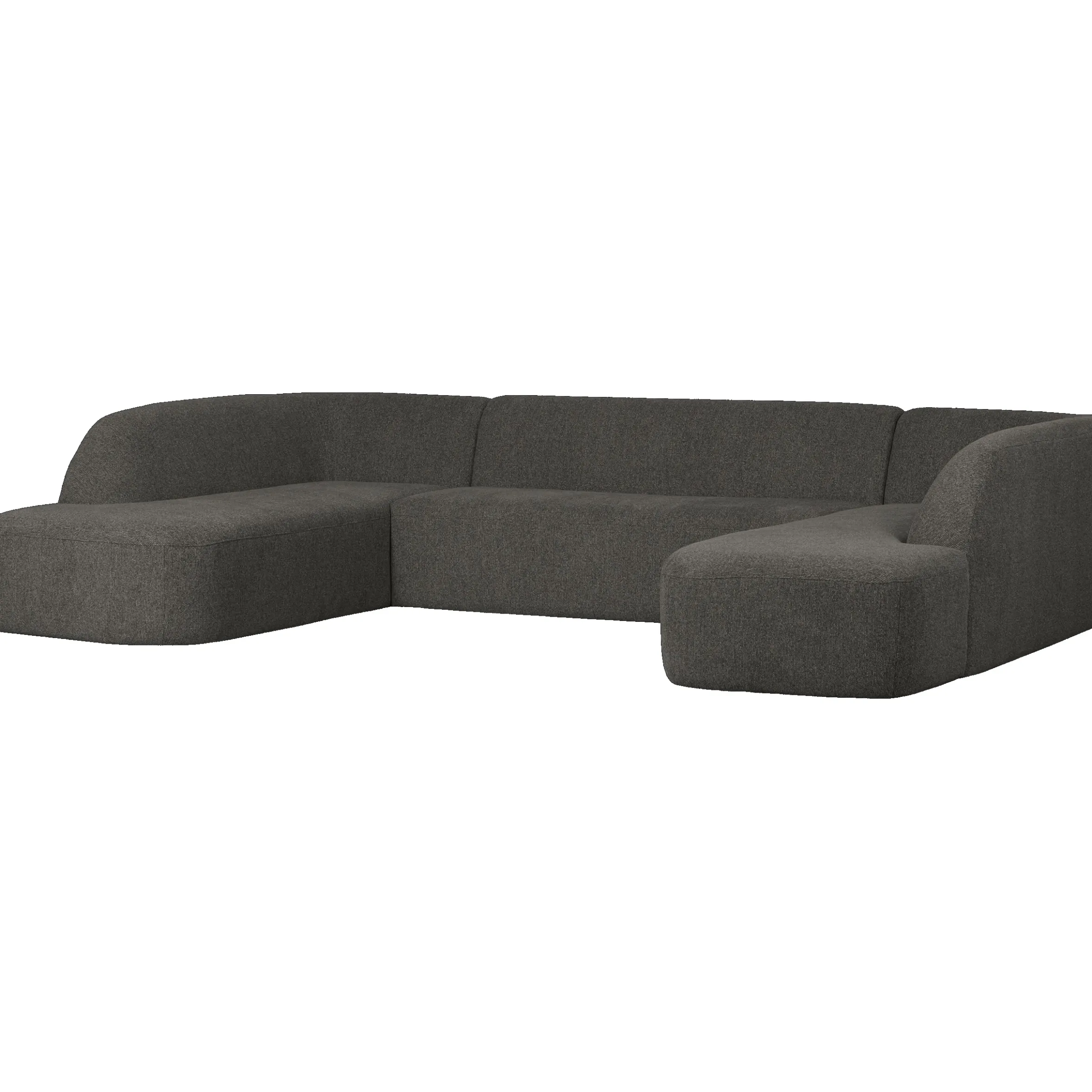 Retro Sofa Couch Sloping U-Form Organic Schwarz