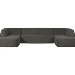 Retro Sofa Couch Sloping U-Form Organic Schwarz