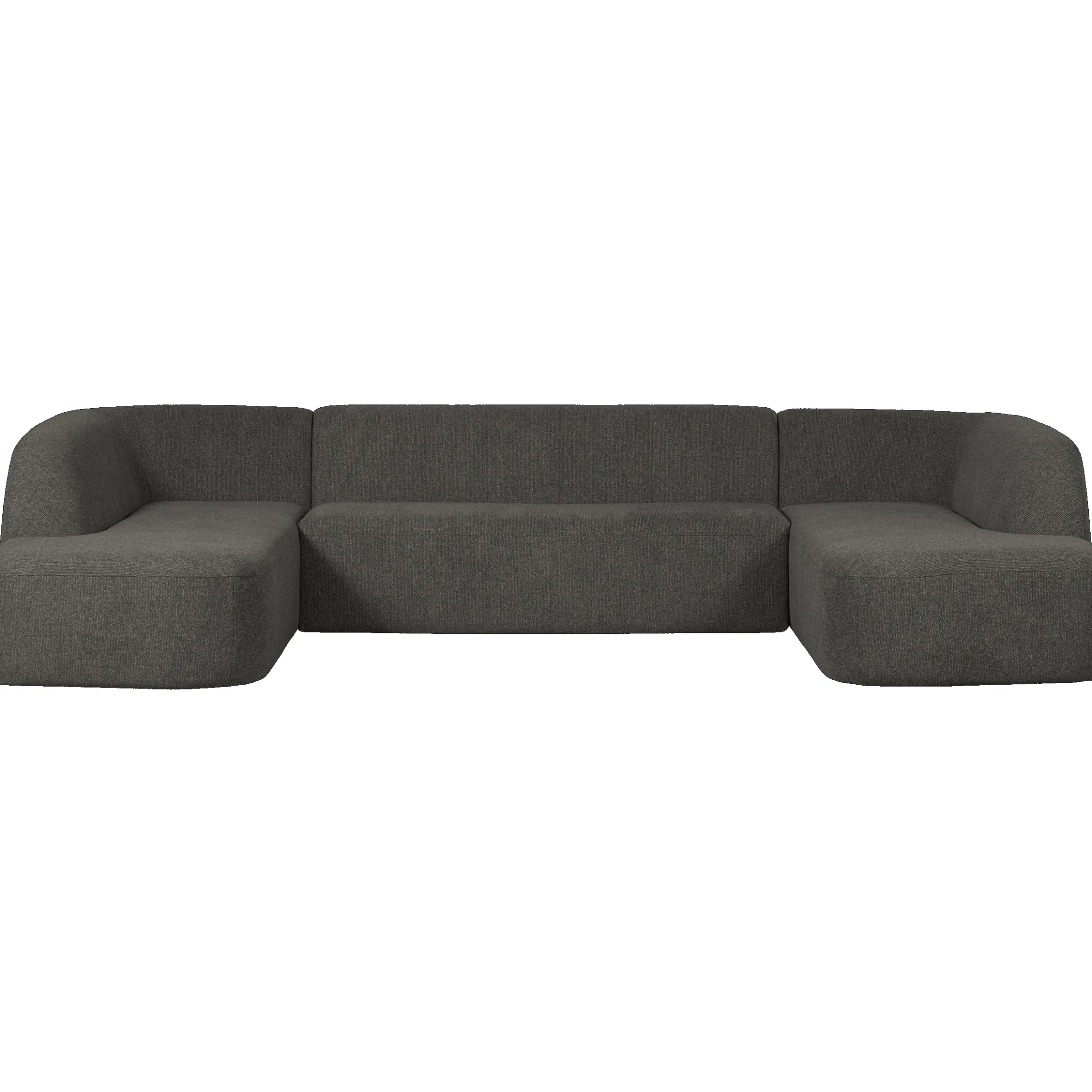 Retro Sofa Couch Sloping U-Form Organic Schwarz