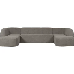 Retro Sofa Couch Sloping U-Form Organic Grau