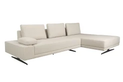 Retro Sofa Ecksofa Shelly Mélange Natur Stoff Metallbeine Rechts