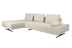 Retro Sofa Ecksofa Shelly Mélange Natur Stoff Metallbeine Links