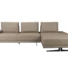 Retro Sofa Ecksofa Shelly Zimtbraun Natur Stoff Metallbeine Rechts