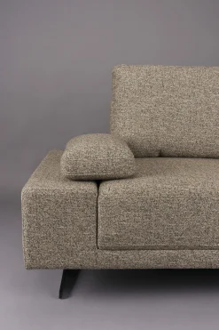 Retro Sofa Ecksofa Shelly Zimtbraun Natur Stoff Metallbeine Rechts