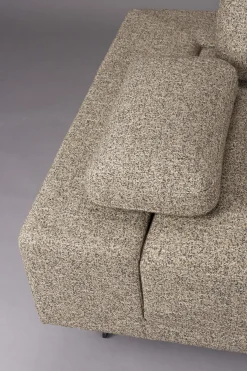 Retro Sofa Ecksofa Shelly Zimtbraun Natur Stoff Metallbeine Rechts