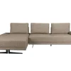 Retro Sofa Ecksofa Shelly Mélange Zimtbraun Stoff Metallbeine Links