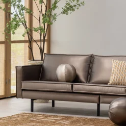 Retro Sofa Rodeo 3-Sitzer Metallic Kupfer Braun