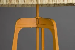 Retro Stehlampe Afra Metallgestell mit Bastschirm in orange