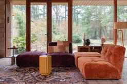 Retro Stehlampe Afra Metallgestell mit Bastschirm in orange