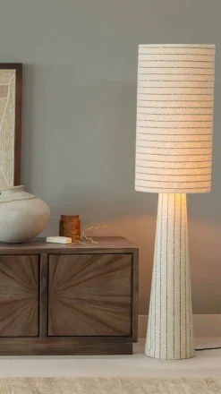 Retro Stehlampe Loft Bouclé Stripes Natur 130 cm