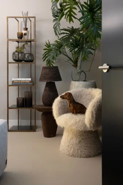 Retro Stuhl Loungechair Hermes Faux-Fur Beige